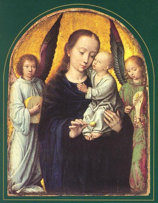DAVID, Gerard Mary and Child with two Angels Making Music dsf Sweden oil painting art